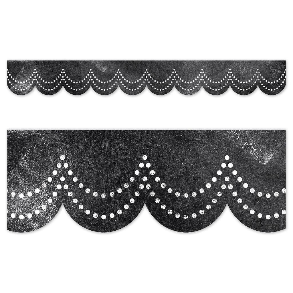 Chalk It Up Dotted Scallops EZ Border, 48 Feet Per Pack, 3PK