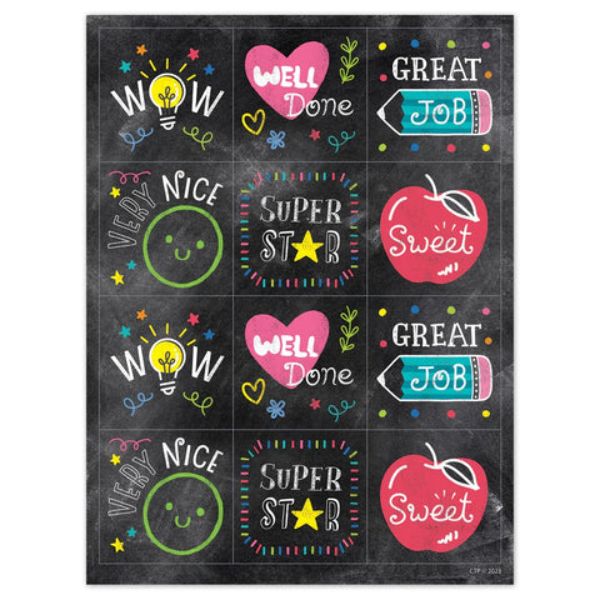 Colorful Chalk Rewards Stickers, Pack of 6