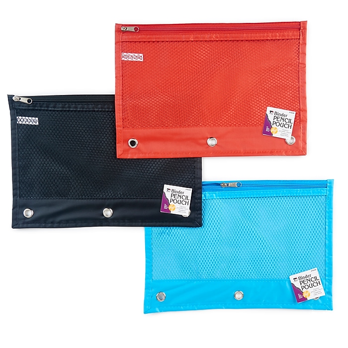 Zipper Binder Pencil Pouch, Assorted Style - Box of 24
