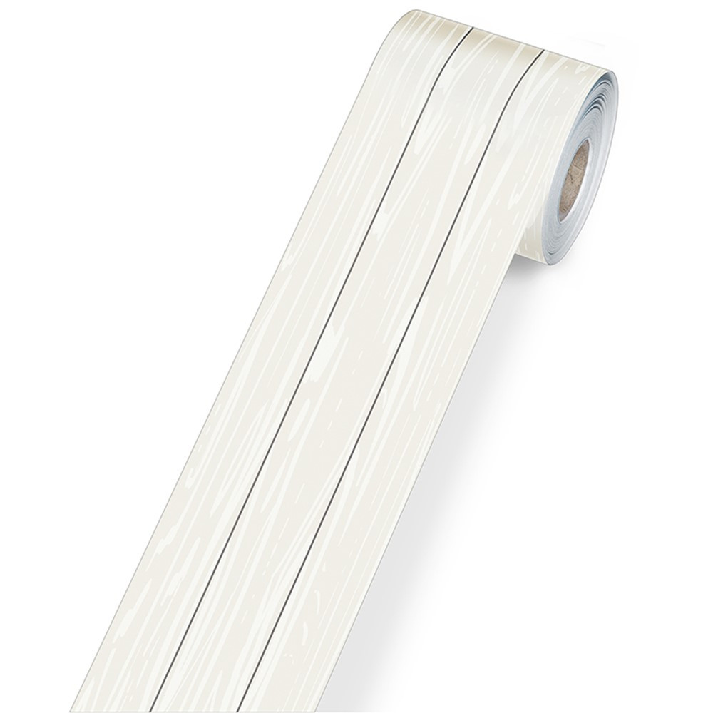 Picture of Carson Dellosa Education CD-108498-3 Wood Grain Rolled Straight Bulletin Board Borders&#44; White - Roll of 3
