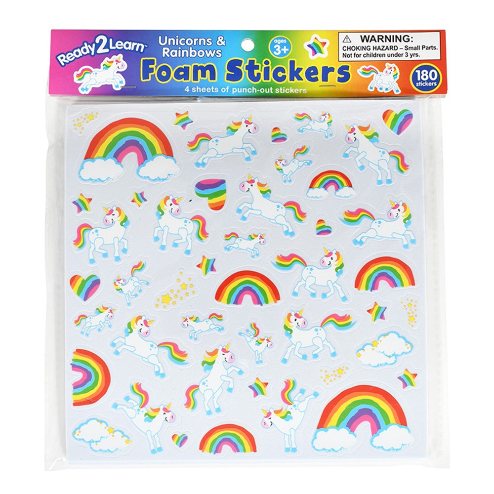Foam Stickers, Unicorns and Rainbows, 180-Piece Set, 3PK