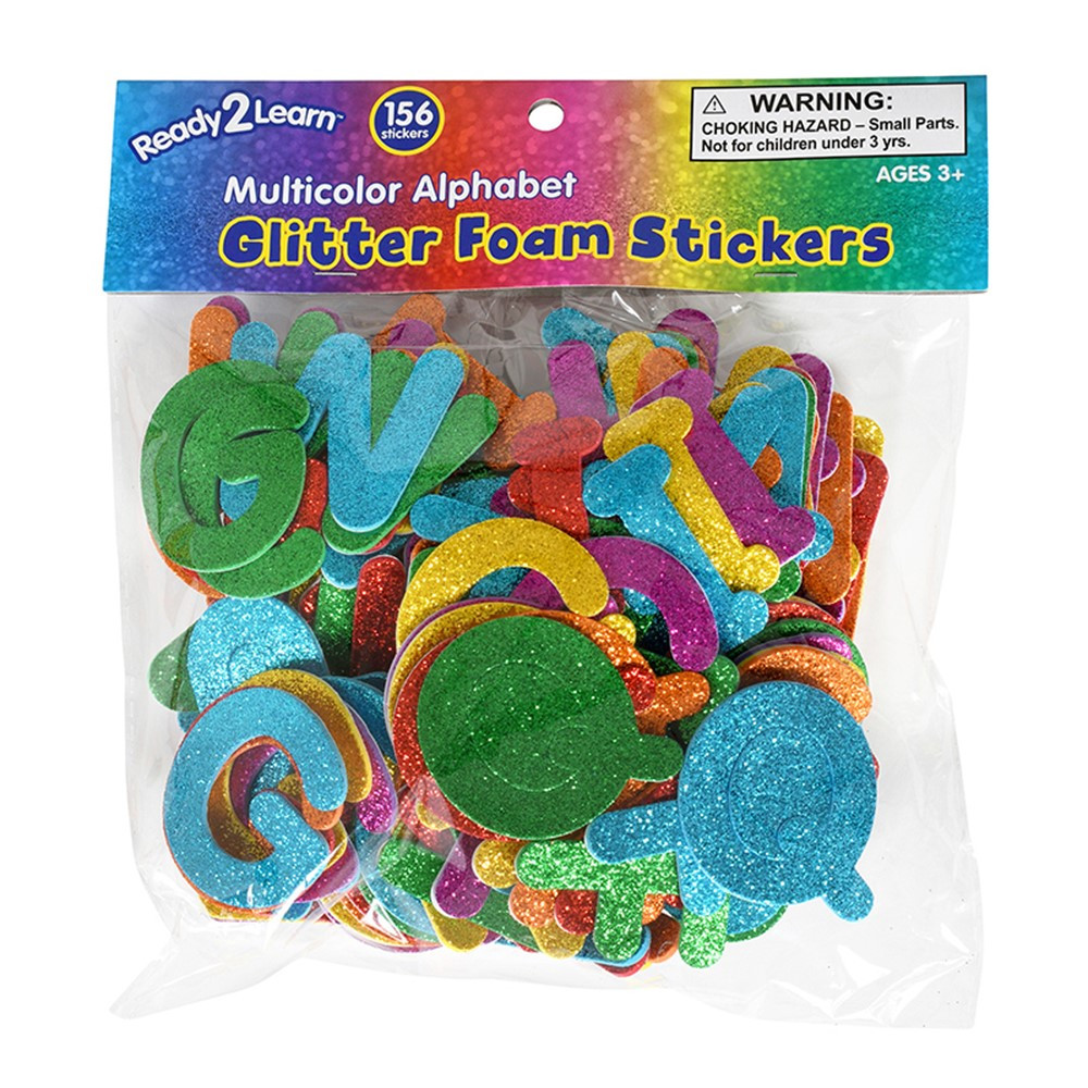 Glitter Foam Stickers, Alphabet, Multicolor, 156-Piece Set, 3PK