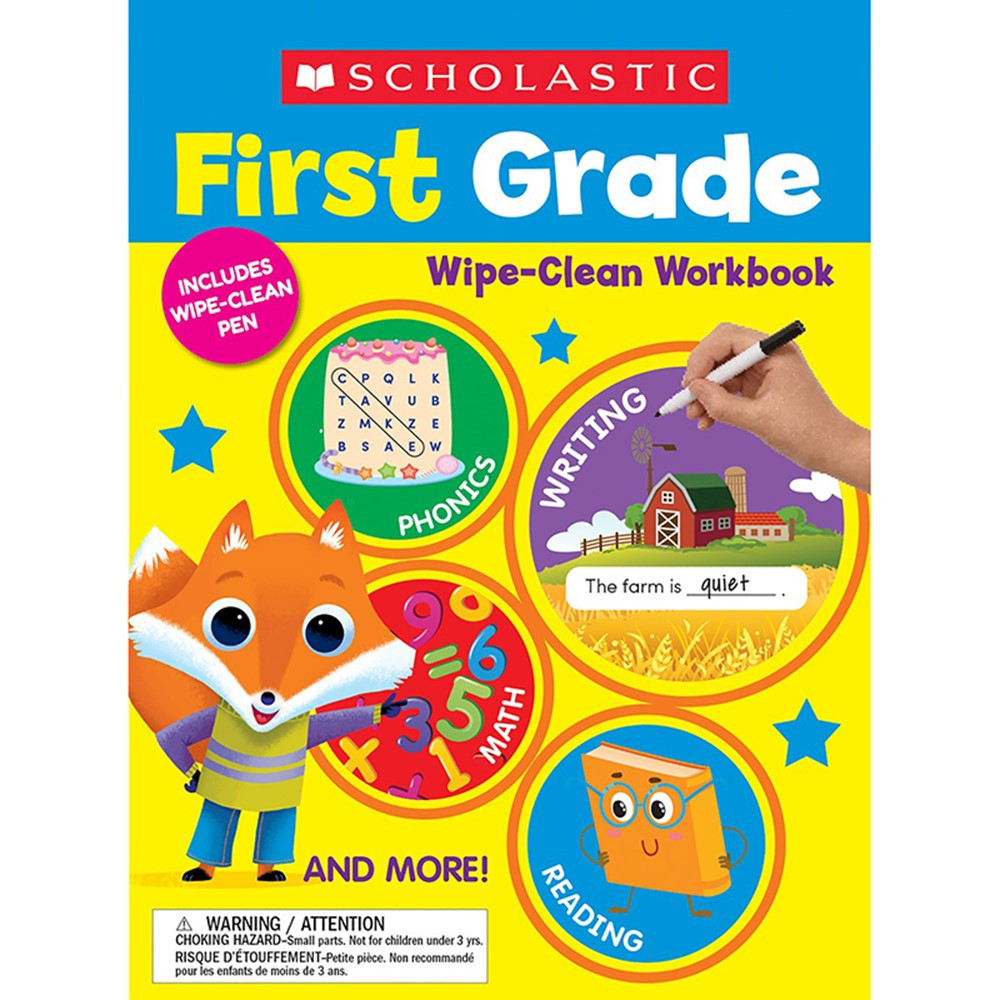 Scholastic Teaching Resources SC-1338887602-3 First Grade Wipe Clean Workbook - Set of 3