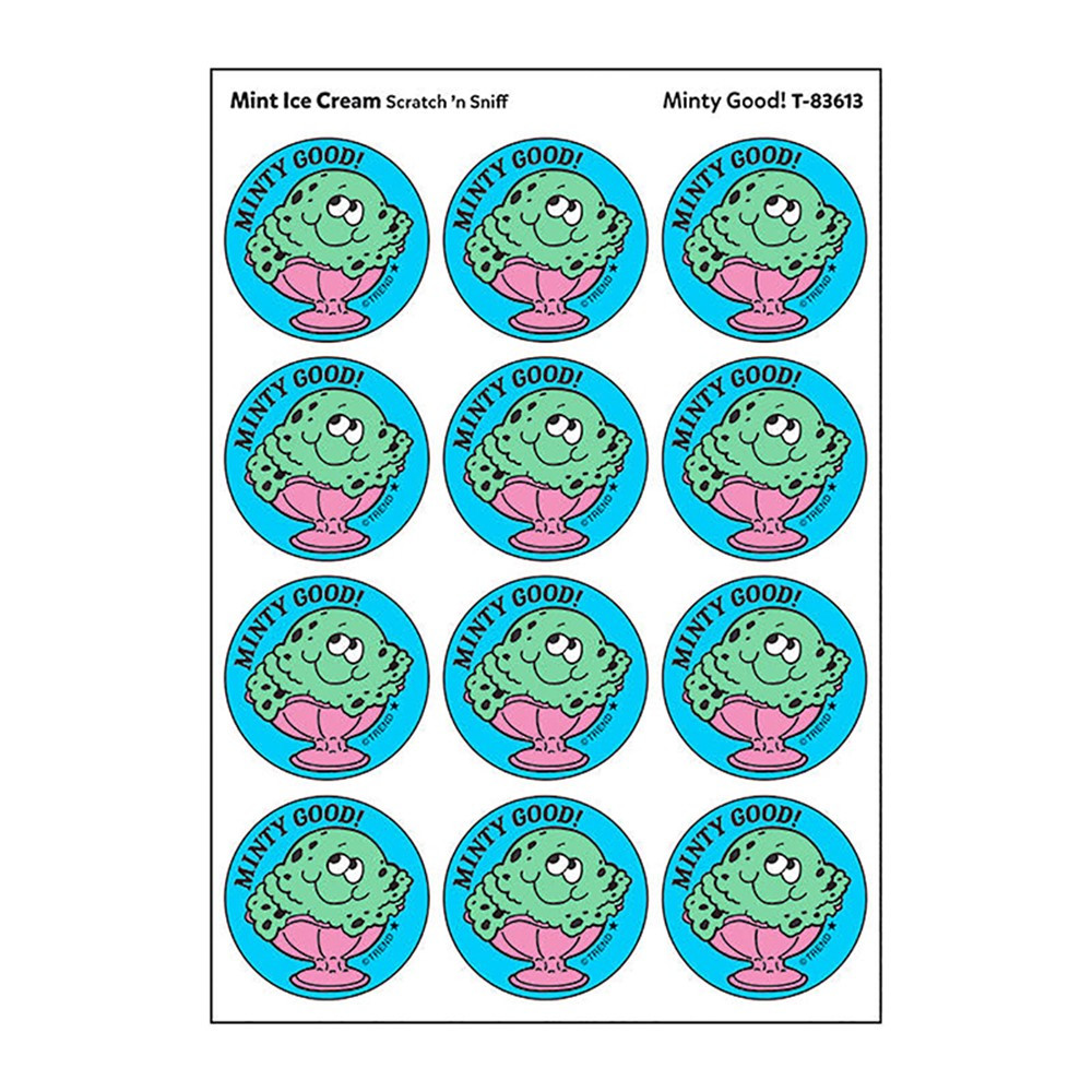 Minty Good Mint Ice Cream Scented Stickers - 24 Count - Pack of 6