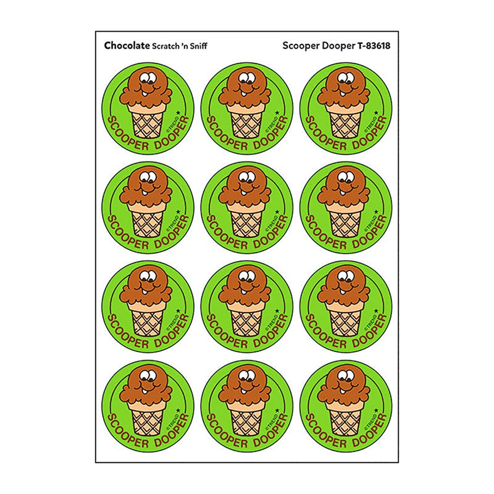 T-83618-6 Scooper Dooper Chocolate Scented Stickers - 24 Count - Pack of 6