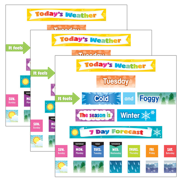 Picture of Teacher Created Resources TCR8346-3 Colorful Weather Pocket Chart Cards&#44; 282 Piece - Pack of 3