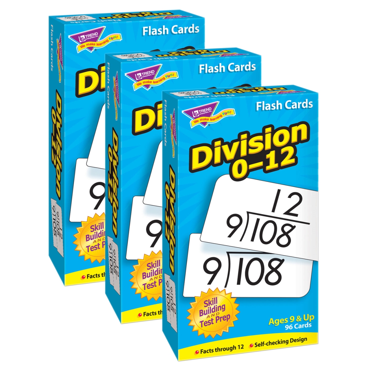 T-53106-3 Division 0-12 Flash Cards - Pack of 3