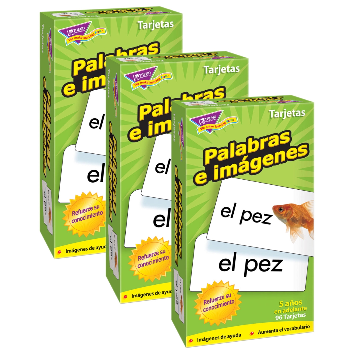 T-53006-3 Flashcards Palabras Drill Flash Cards - 96 per Box - Pack of 3