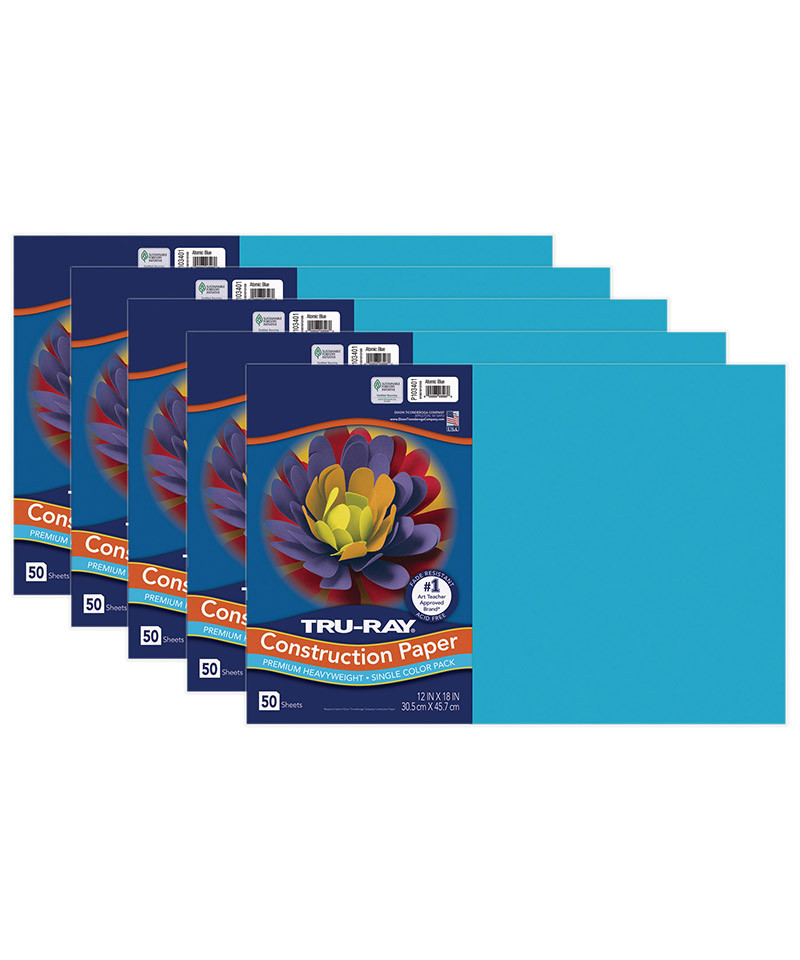 PAC103401-5 12 x 18 in. Tru Ray Atomic Construction Paper, Blue - Pack of 5