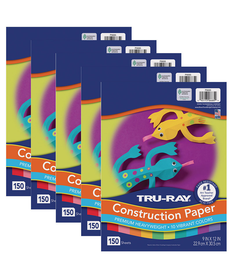 PAC6685-5 Assorted Vibrant Construction Paper - Pack of 5