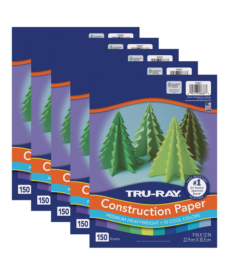 PAC6687-5 Assorted Cool Construction Paper - Pack of 5