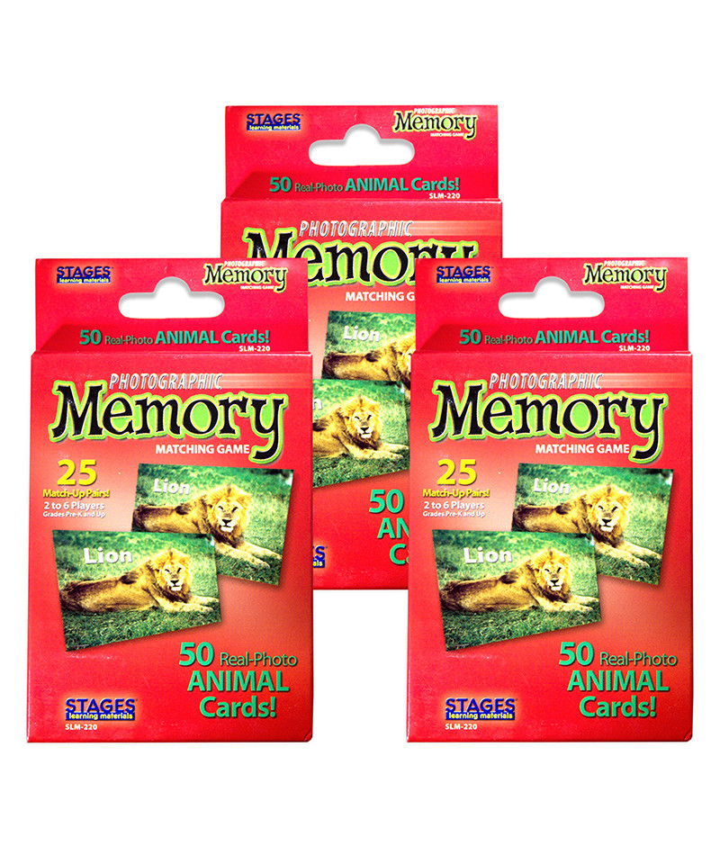 SLM220-3 Animals Photographic Memory Matching Game - Pack of 3