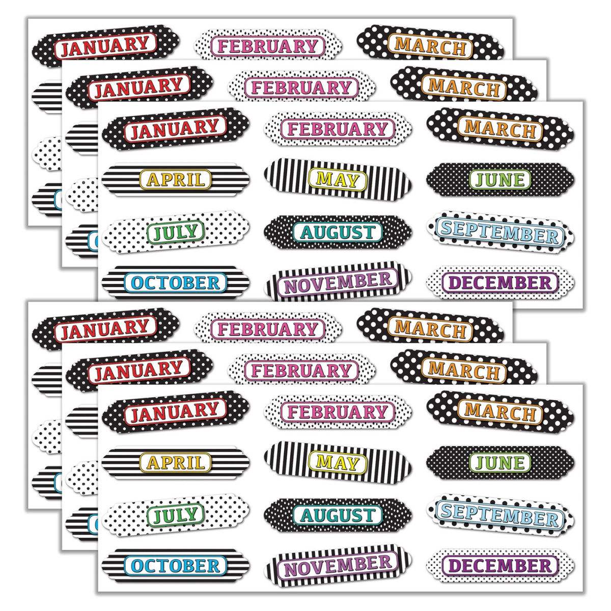 ASH19026-6 Months & Year Magnet, Black & White - Pack of 6