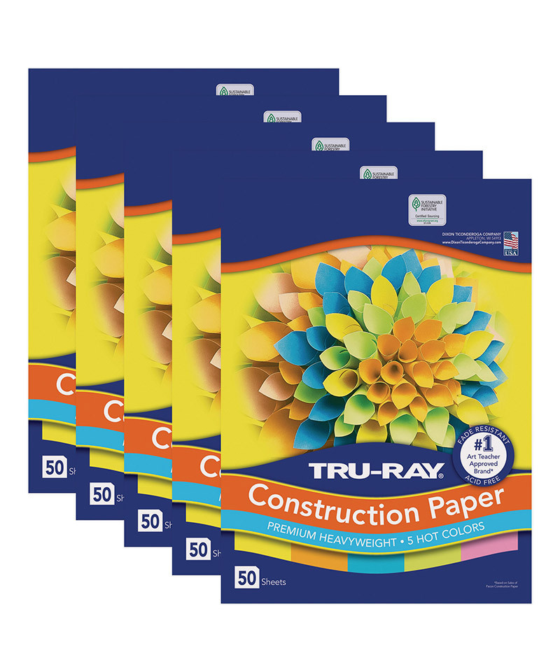 PAC6597-5 12 x 18 in. Tru Ray Hot Fade Construction Paper - Pack of 5