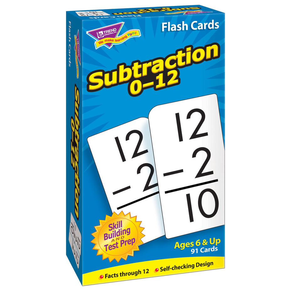 T-53103-3 0-12 Subtraction Flash Cards, Pack of 3