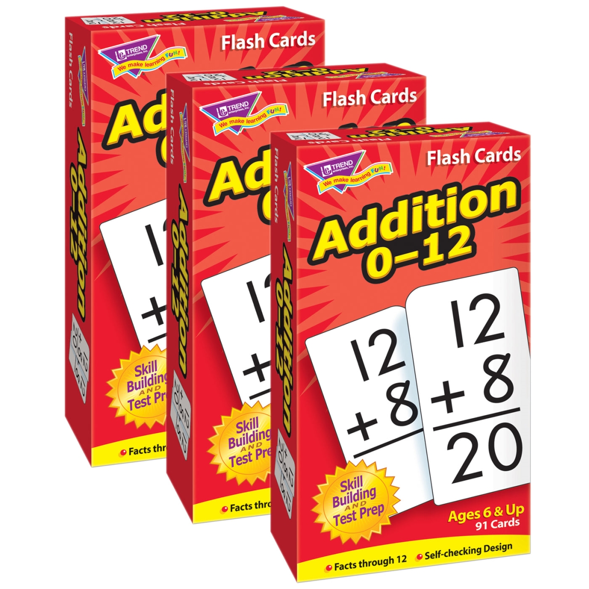 T-53101-3 Addition 0-12 Flash Cards - Pack of 3