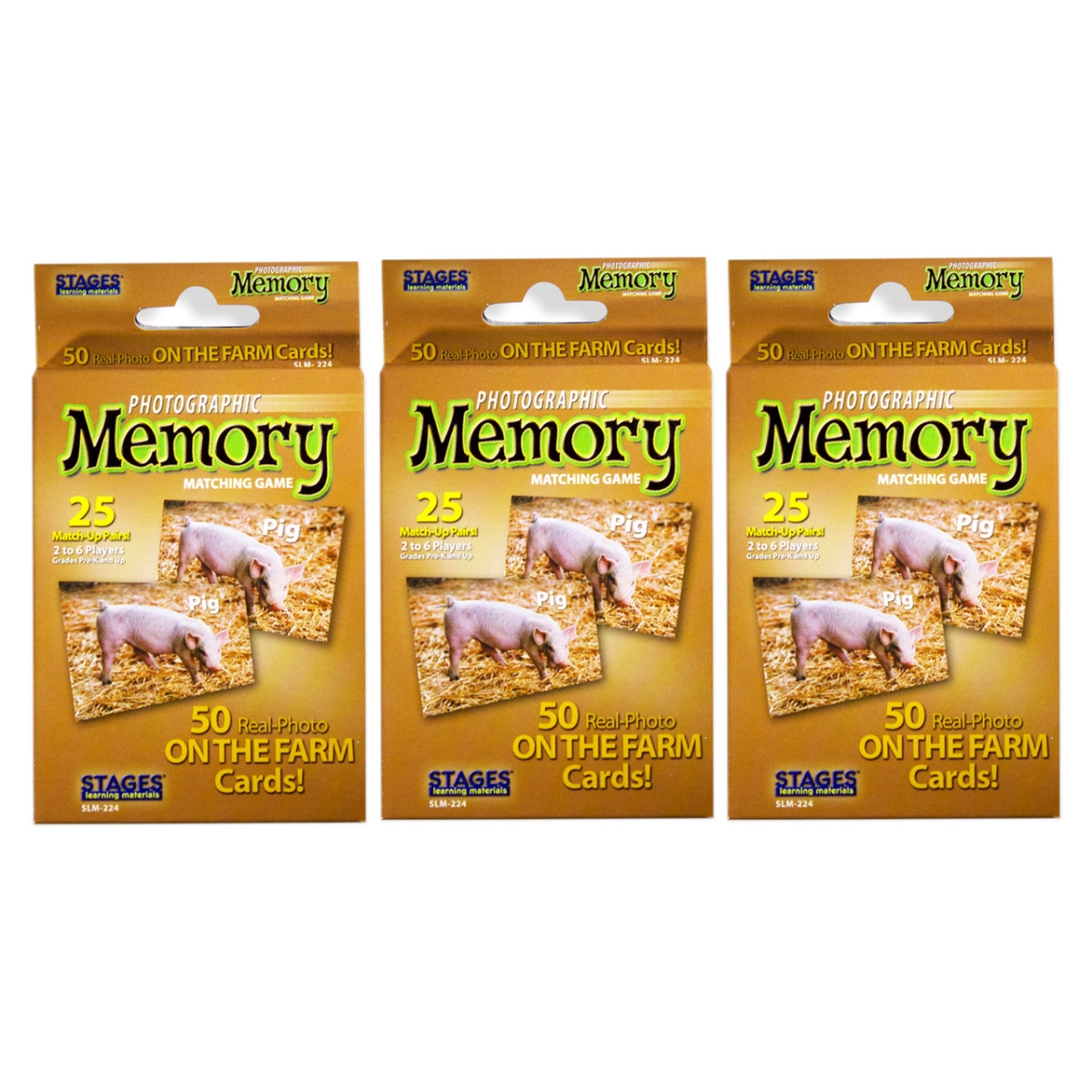 SLM224-3 On The Farm Photo Memory Card Game - Pack of 3