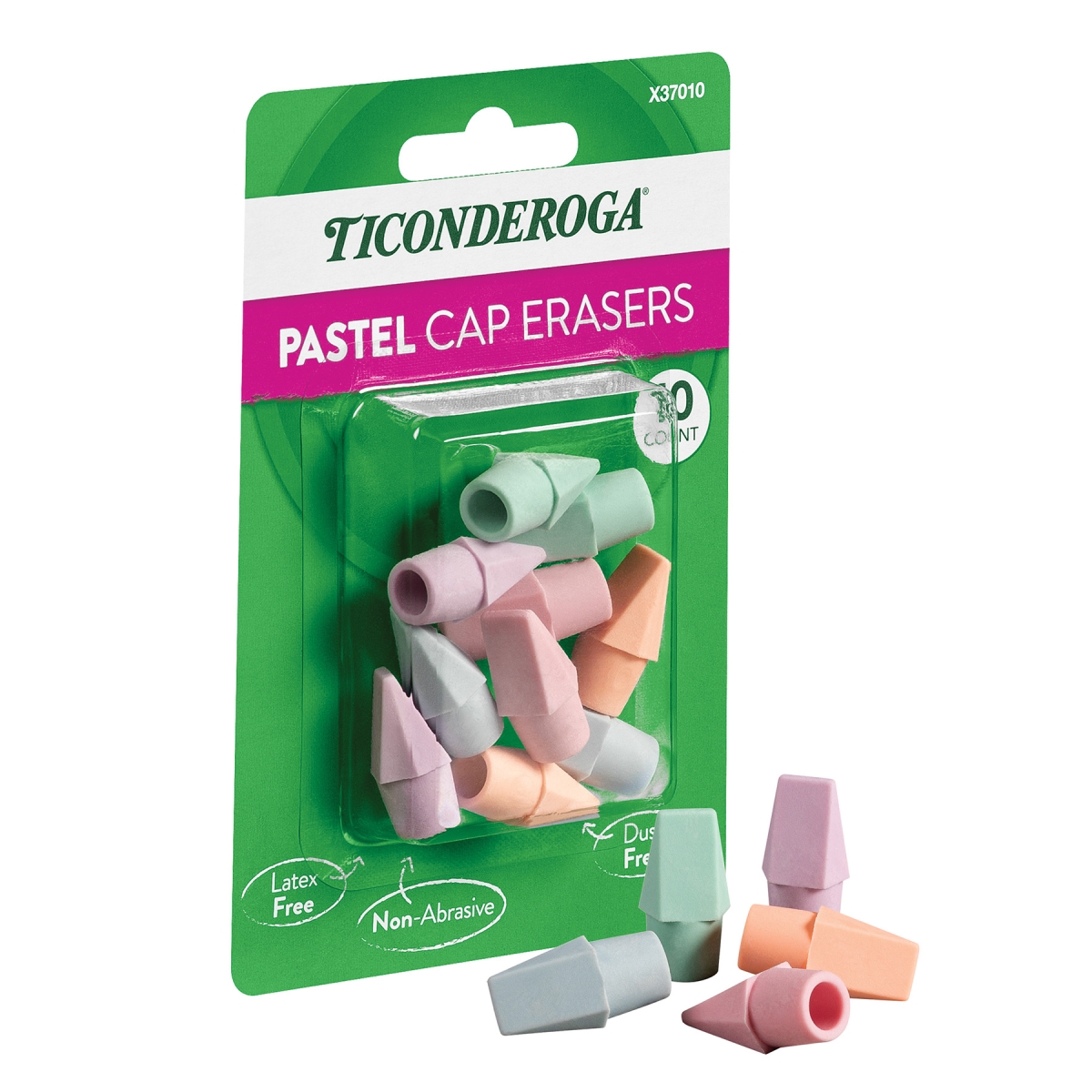 Dixon Ticonderoga DIX37010-24 Pastel Cap Eraser - 10 Count - Pack of 24