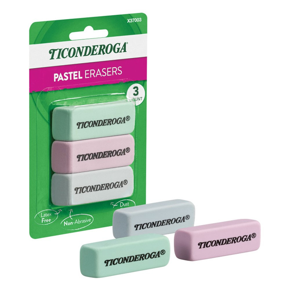 DIX37003-24 Pastel Wedge Eraser - 3 Count - Pack of 24