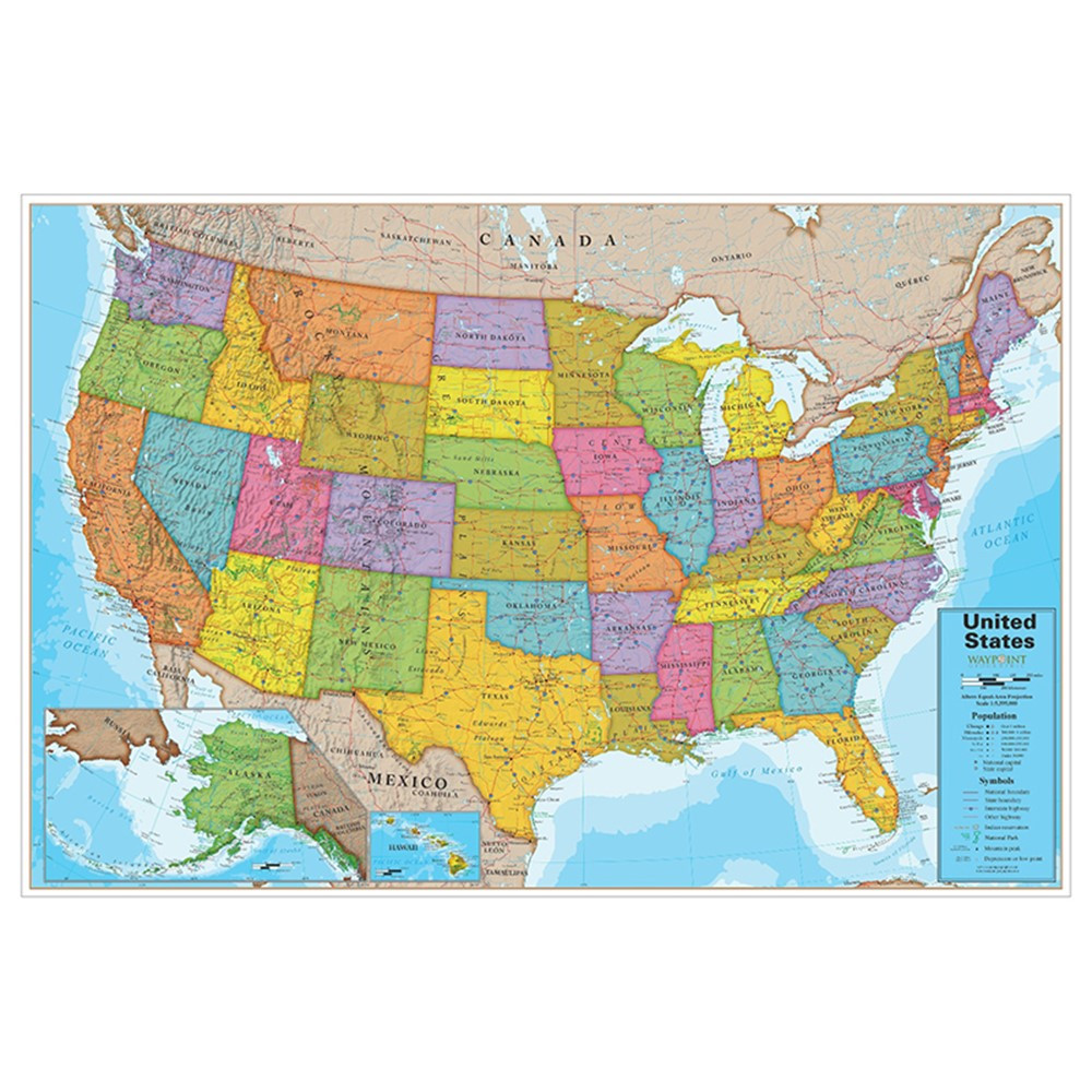 Picture of Waypoint Geographic RWPWG11 24 x 36 in. Blue Ocean USA Laminated Wall Map