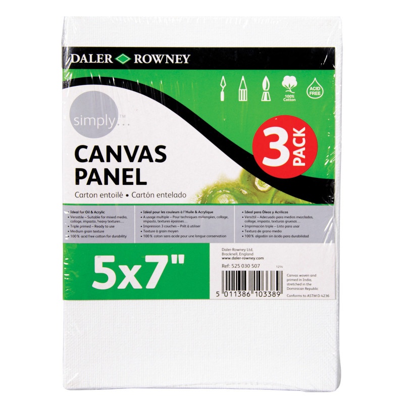 Dixon Ticonderoga PACD525030507-6 5 x 7 in. Canvas Panels Set - Pack of 3 - 6 per Pack