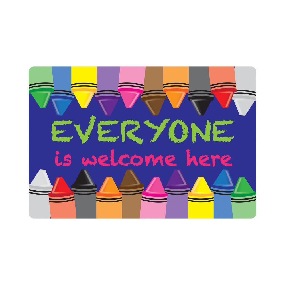 ASH91502 15.5 x 23.5 in. Smart Poly Crayons Everyone is Welcome Here Mat with Slip Resistant Backing