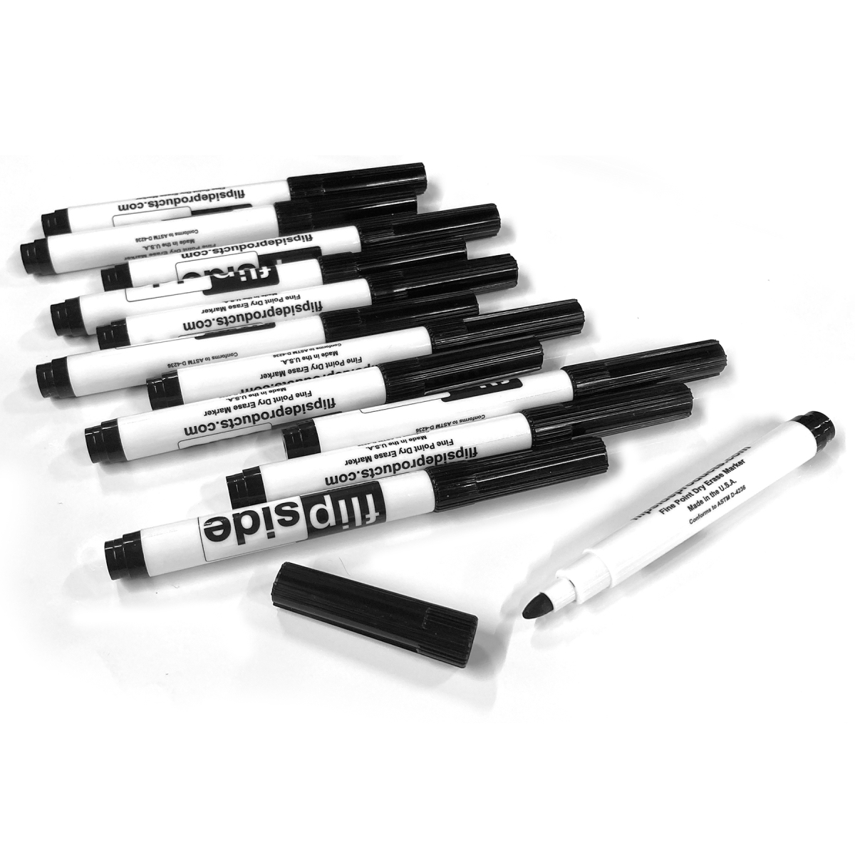FLP3000812 Fine Point Dry Erase Marker, Black - 12 Count