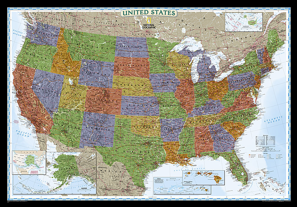 Maps NGMRE00622083 United States Decoratr Laminated Map
