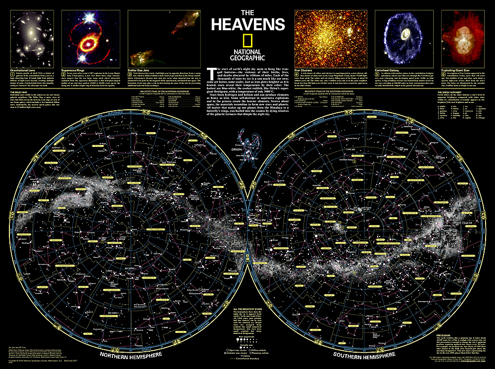 Maps NGMRE00620136 The Heavens Laminated Map