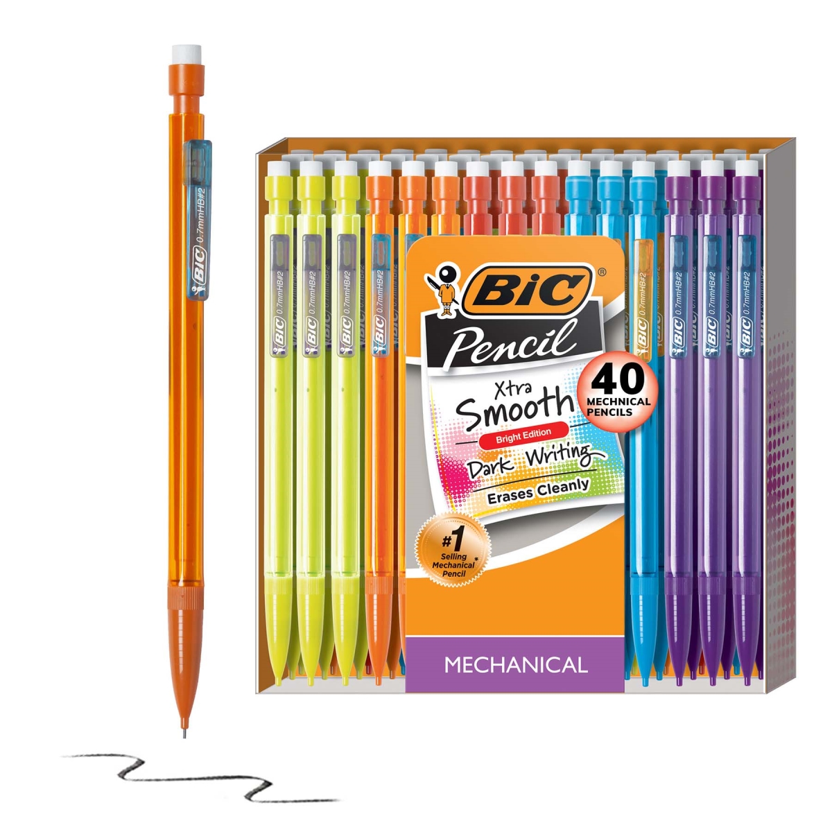 USA MPCE40BLK Xtra Life Mechanical Pencils, Assorted Color - 40 Count