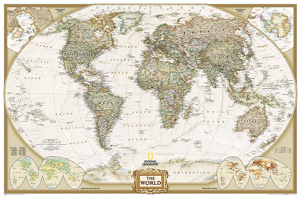 World Executive Map, Enlarged and Laminated, 73'' x 48''