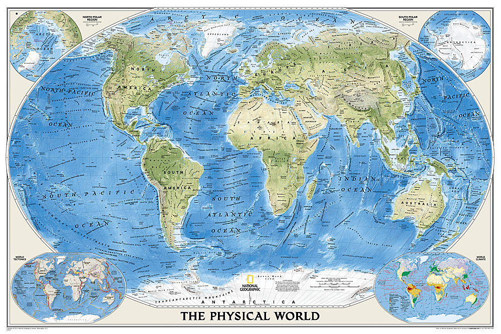Maps NGMRE00620132 World Physical Laminated Map