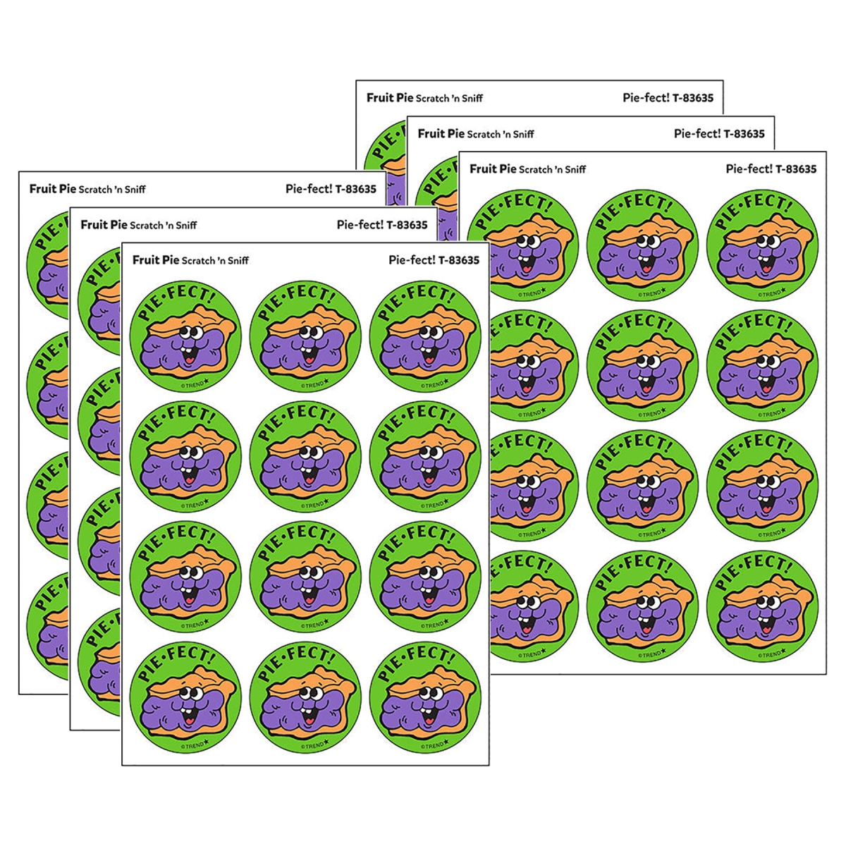 T-83635-6 Fruit Pie Scent Retro Scratch N Sniff Stinky Stickers - Pack of 6