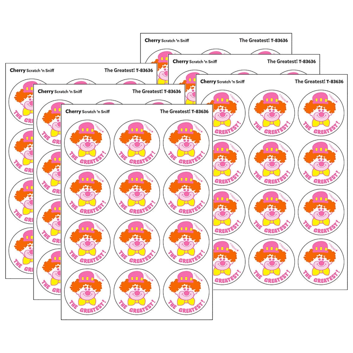 T-83636-6 Great Cherry Scent Retro Scratch N Sniff Stinky Stickers - Pack of 6