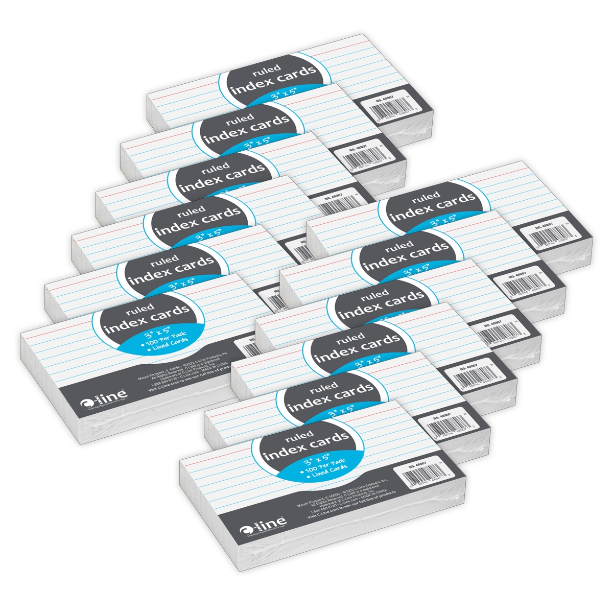 C-Line Products CLI48807-12 3 x 5 in. Index Cards, White - Pack of 12