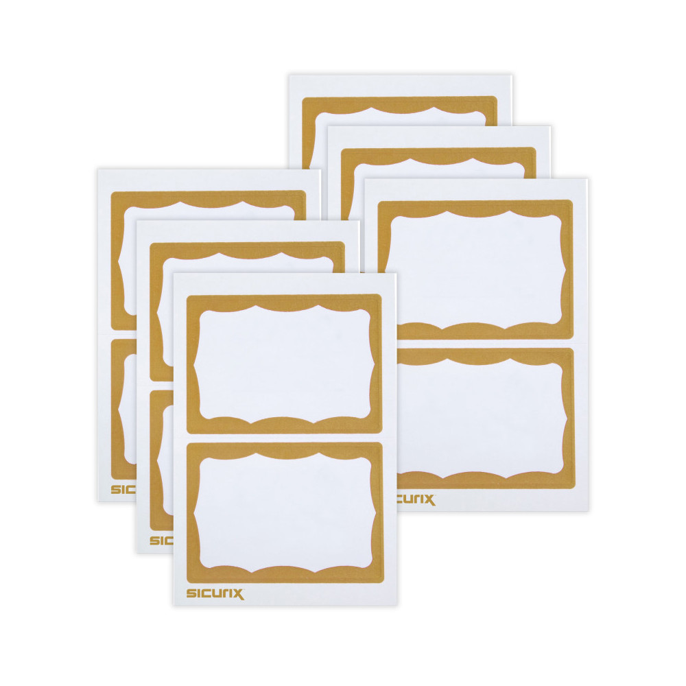 BAU67647-6 Gold Border Adhesive decals, White, 100 per Pack - Pack of 6