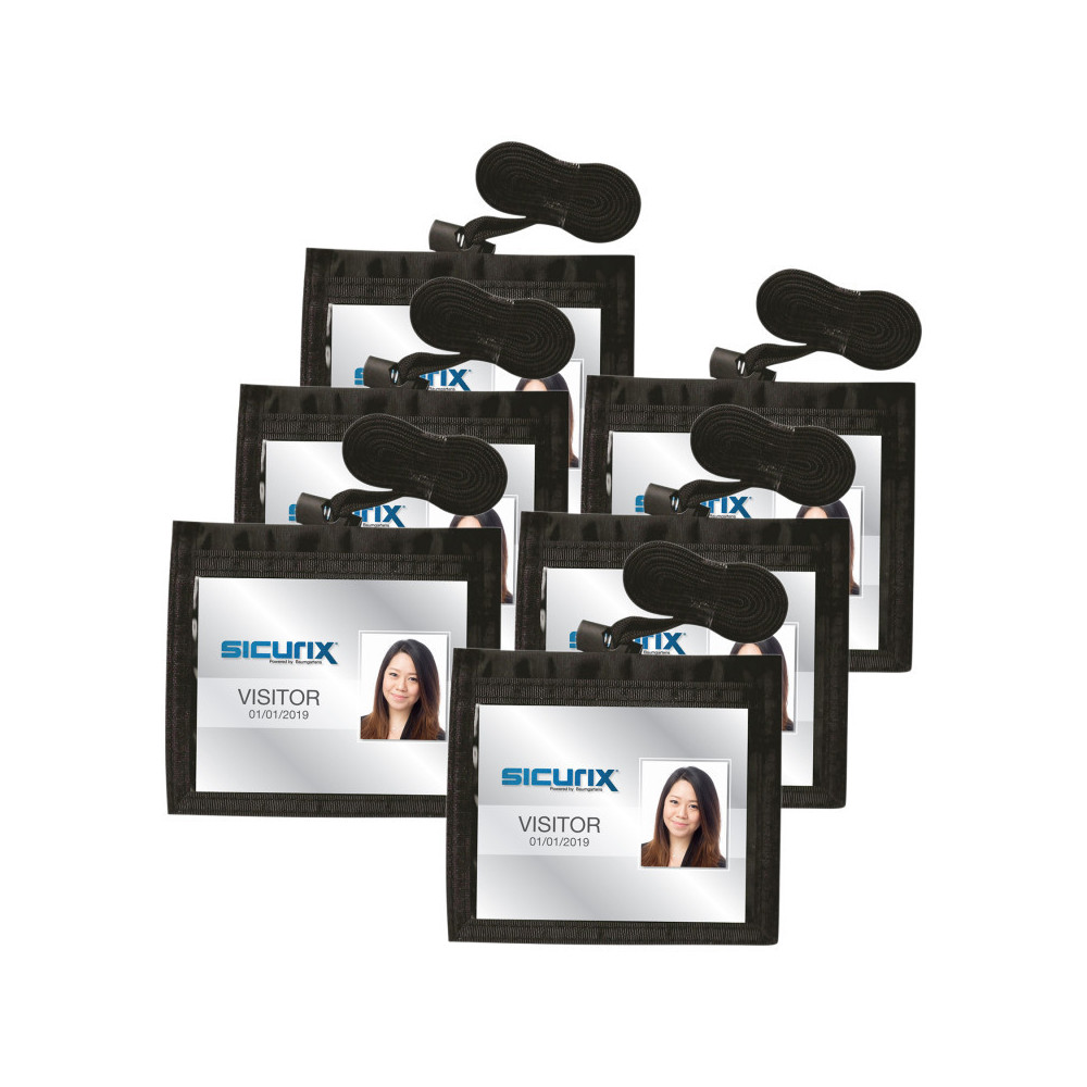 BAU55130-6 3 x 4 in. Horizontal Adjustable Cord Insert Convention ID Neck Pouch decal Holder, Black - Pack of 6