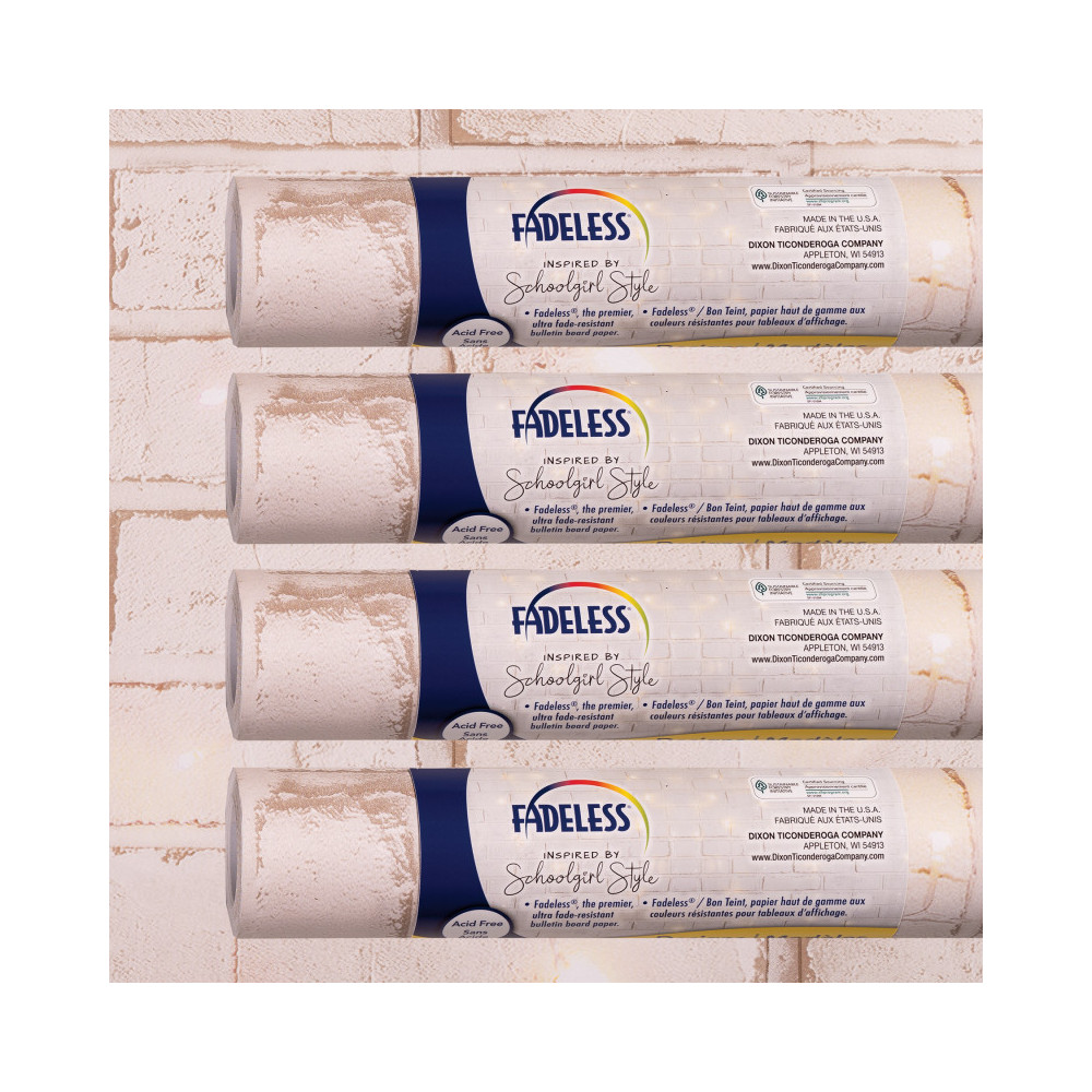 Dixon Ticonderoga PAC0040108 47.25 in. x 12 ft. School Girl Style Cozy Vibes Bulletin Board Paper, 4 Rolls