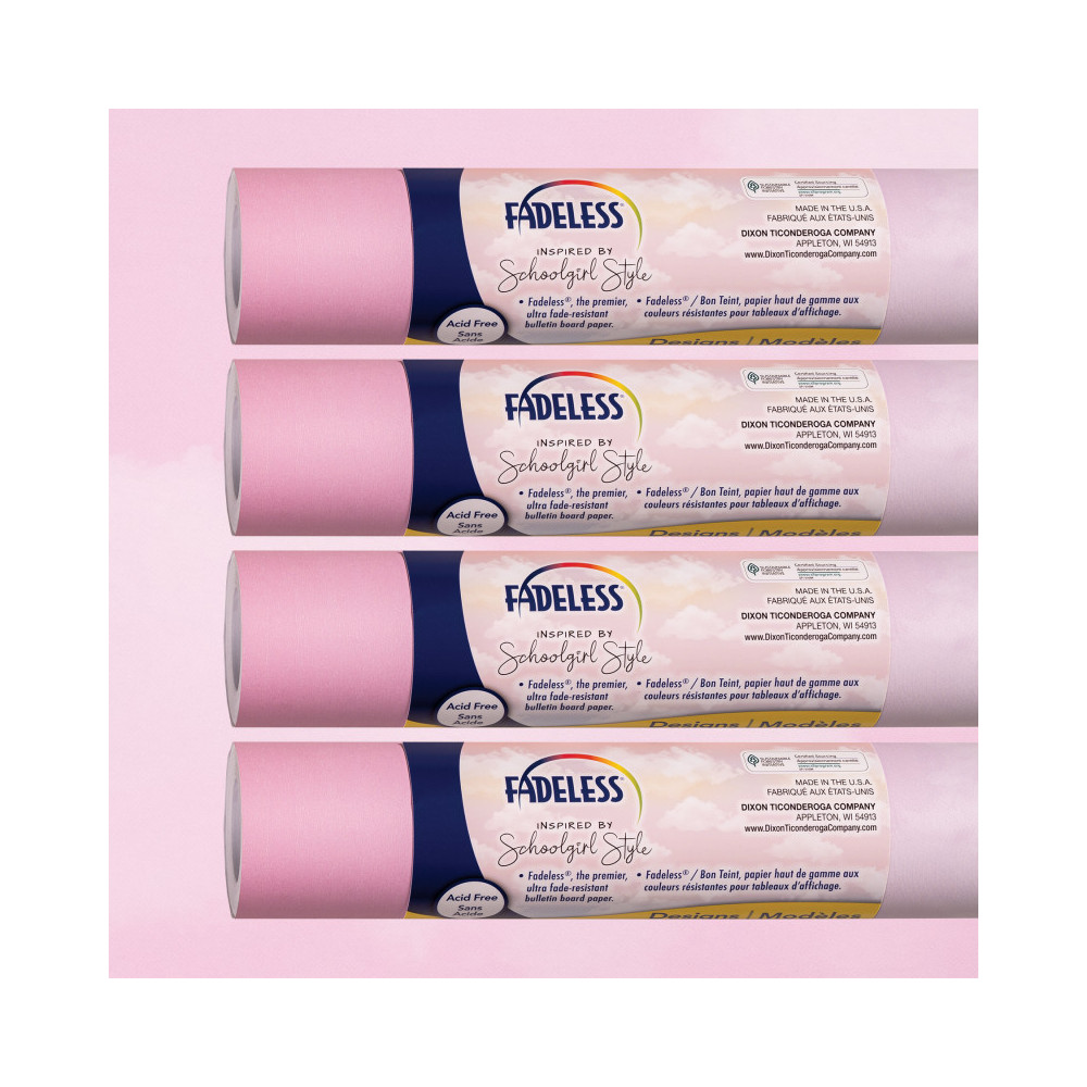 Dixon Ticonderoga PAC0040118 47.25 in. x 12 ft. School Girl Style Wildest Dreams Bulletin Board Paper, 4 Rolls