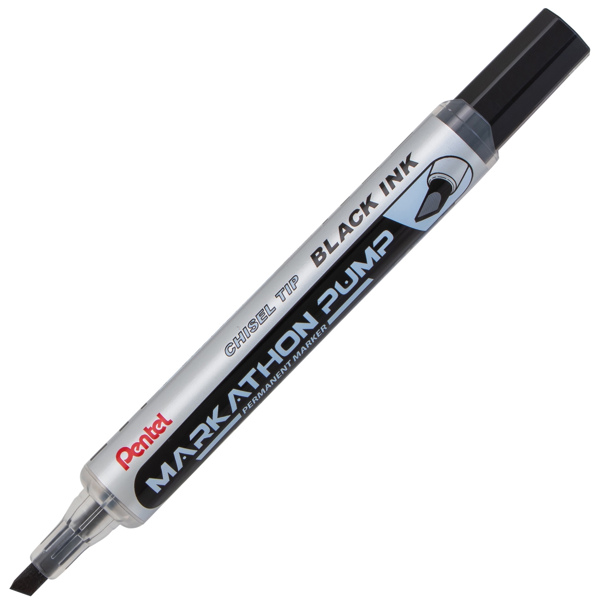 of America PENNLF60XA Markathon Chisel Tip Pump Permanent Marker, Black Ink - Pack of 12