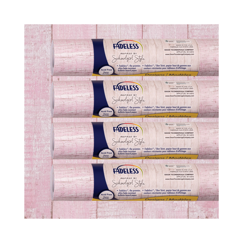 Dixon Ticonderoga PAC0040148 47.25 in. x 12 ft. School Girl Style Southern Charm Bulletin Board Paper, Pink - 4 Rolls