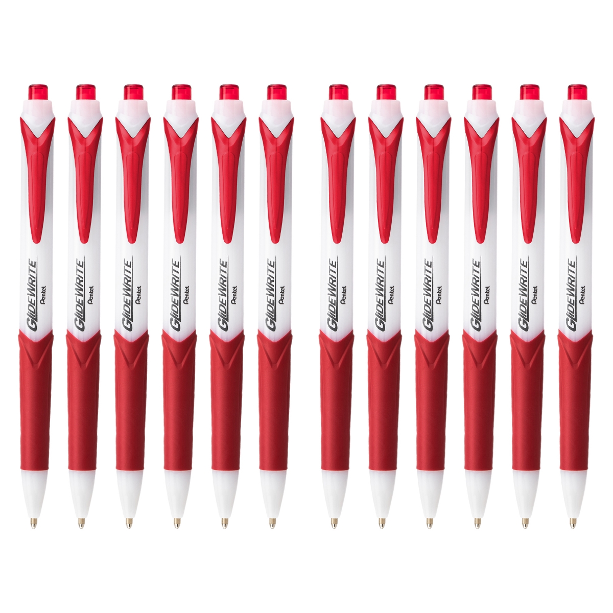 of America PENBX910B 1.0 mm Glide Write Medium Line Ballpoint Pen with Techni Flo Ink, Red - Pack of 12