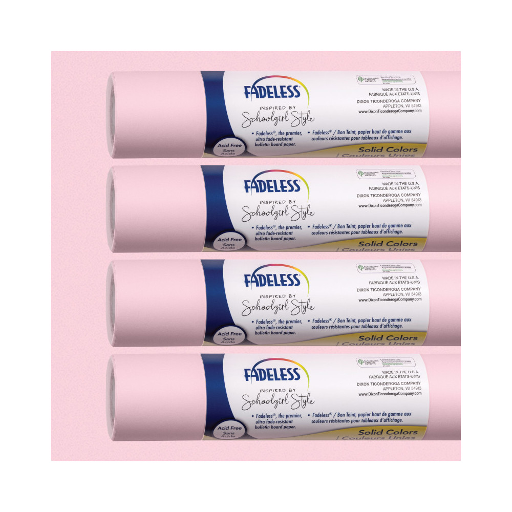 Dixon Ticonderoga PAC0040208 47.25 in. x 12 ft. School Girl Style Pretty Bulletin Board Paper, Pink - 4 Rolls