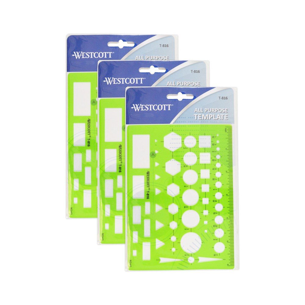 Acme United ACMT816-3 General Purpose Drawing Template - Pack of 3