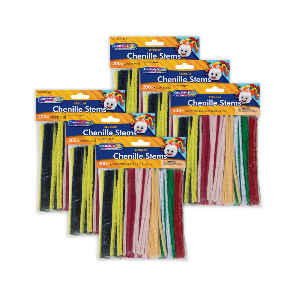 Dixon Ticonderoga PACAC720001-6 6 in. x 4 mm Assorted Colors Regular Stems, 200 Piece per Pack - Pack of 6