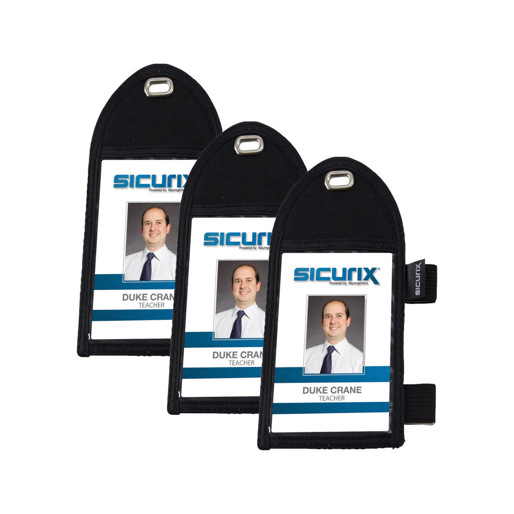 BAU55710-3 Vertical Pen Loop ID Neck Pouch decal Holder, Black - Pack of 3
