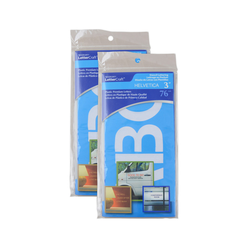 Acme United ACM15833-2 3 in. Full Alphabet Helvetica Font Reusable Plastic Stencils, 10 per Pack - Pack of 2
