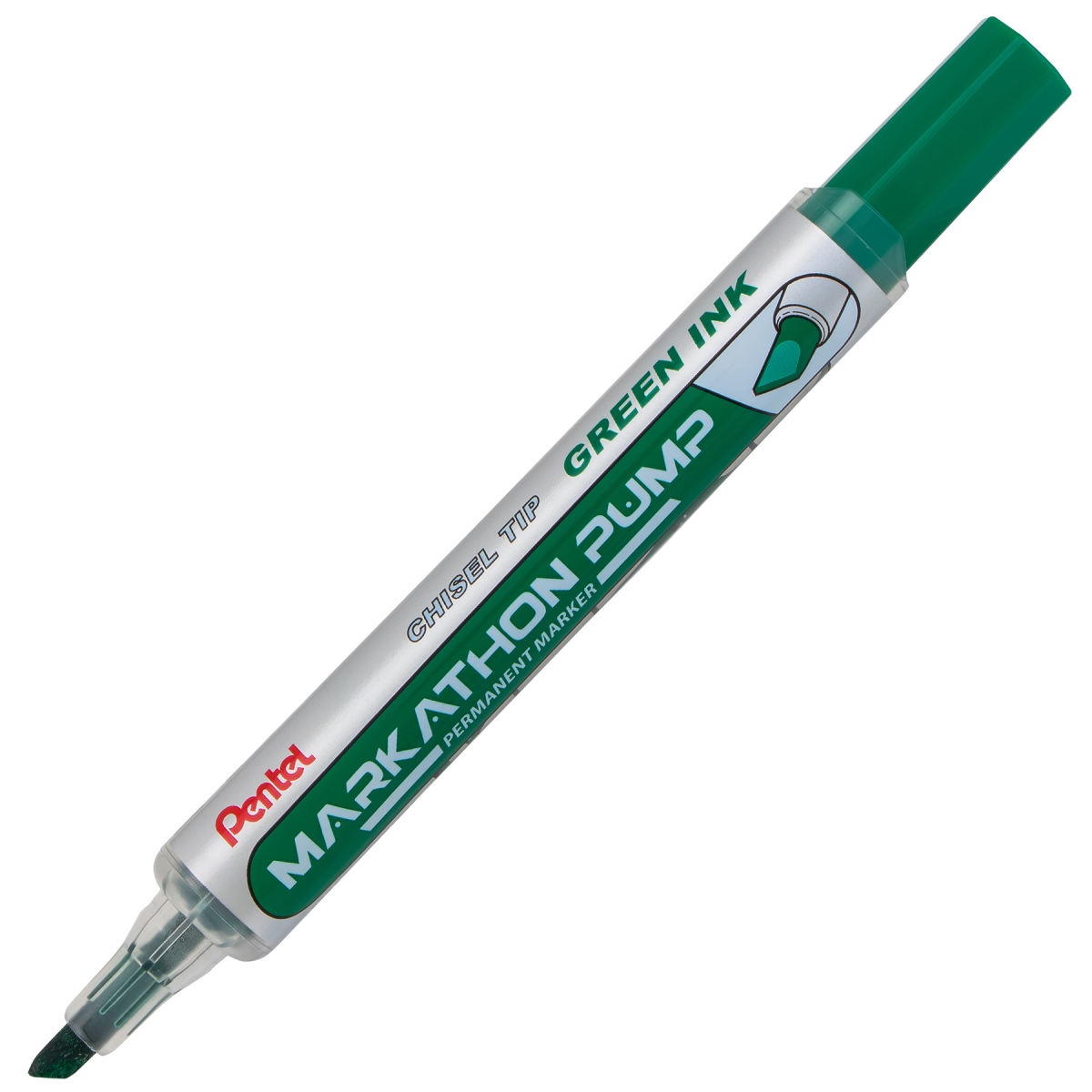 of America PENNLF60XD Markathon Chisel Tip Pump Permanent Marker, Green Ink - Pack of 12