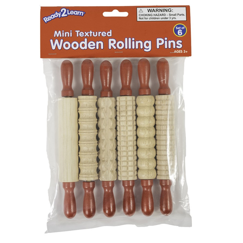 CE-10117 Mini Textured Wooden Rolling Pins - Set of 6