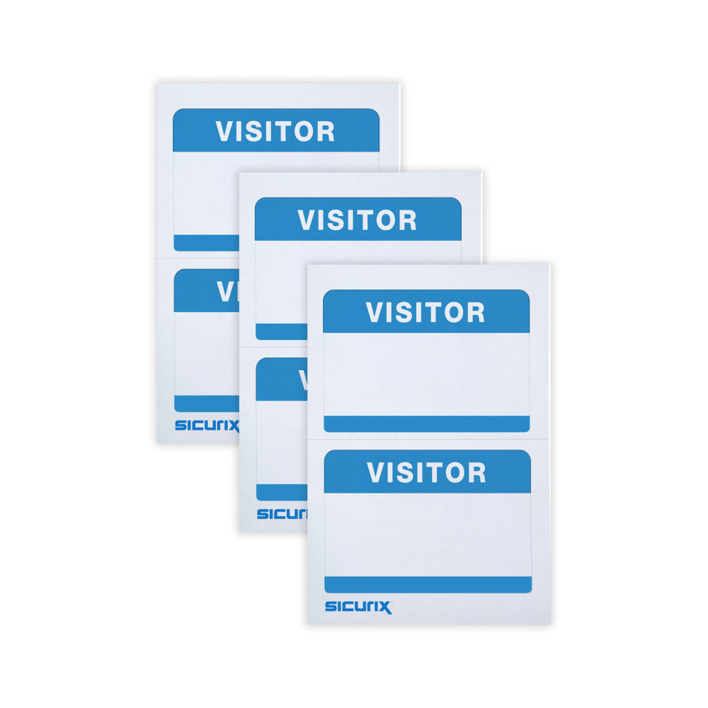 BAU67630-3 Visitor Adhesive decals, Blue, 100 per Pack - Pack of 3